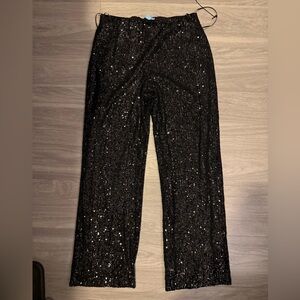 CeCe Black Sequin Womens Dress Pants - Sparkle Straight Leg